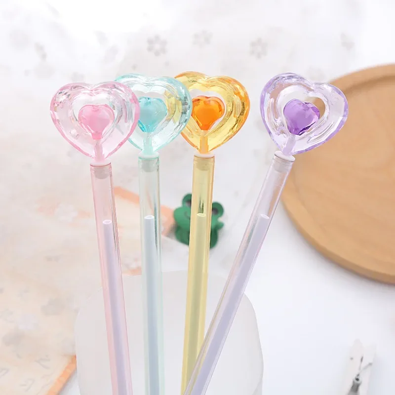 

Wholesale Creative Crystal Love Gel Pens Cute Stationery Student Fountain Neutral Water Pen High Value Office Supplies