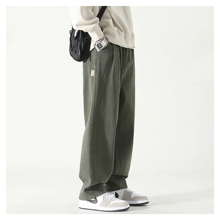 High Street Wide Leg Overalls Pants For Men Spring Autumn American Retro Minimalist Solid Colors Male Oversized Cargo Trousers