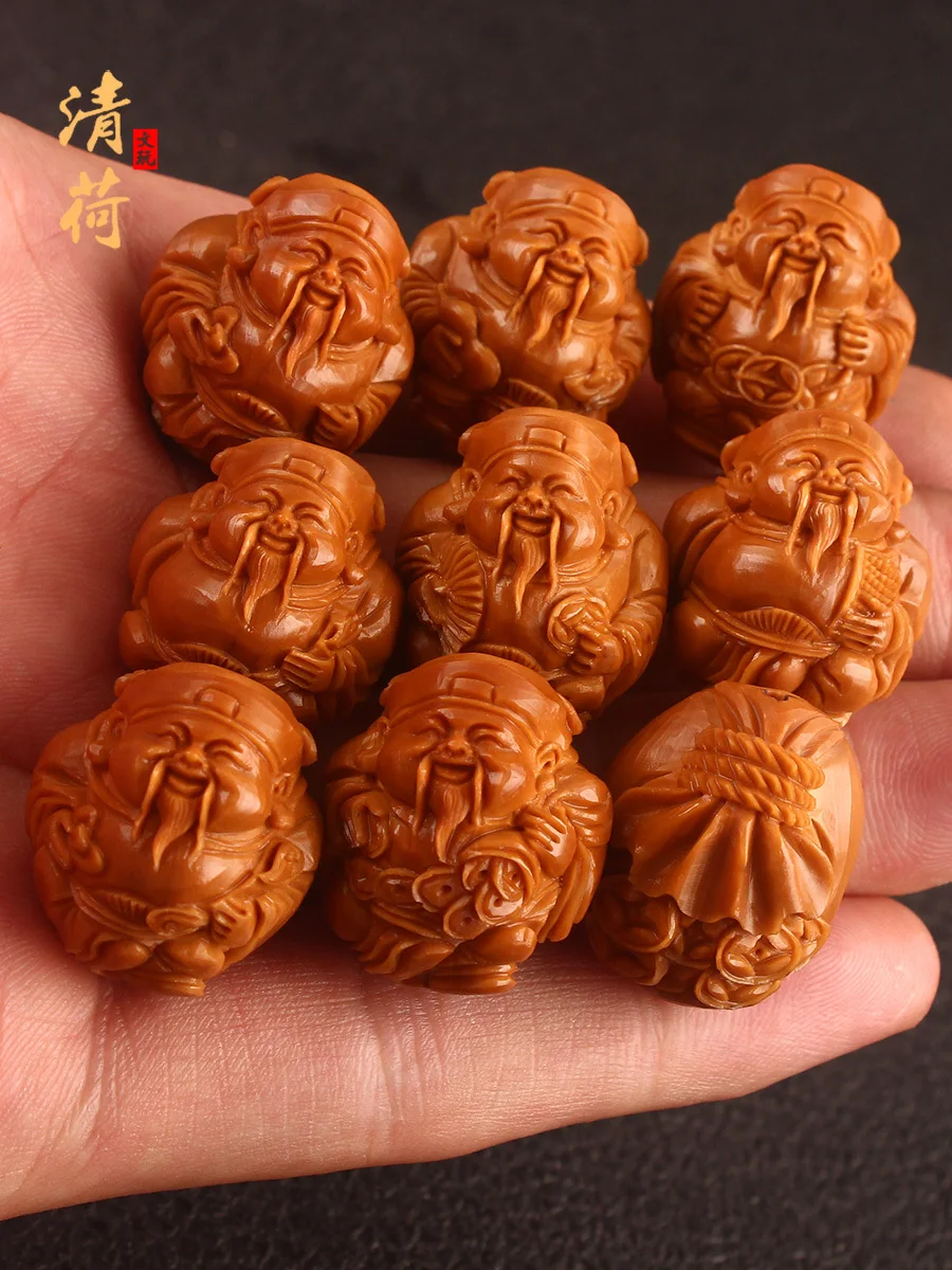 Olive Nuclear Bracelet Hand-Carved Directions To Make Money Eight Gods Of Wealth Carving Wenplay Handle Handstring Men's