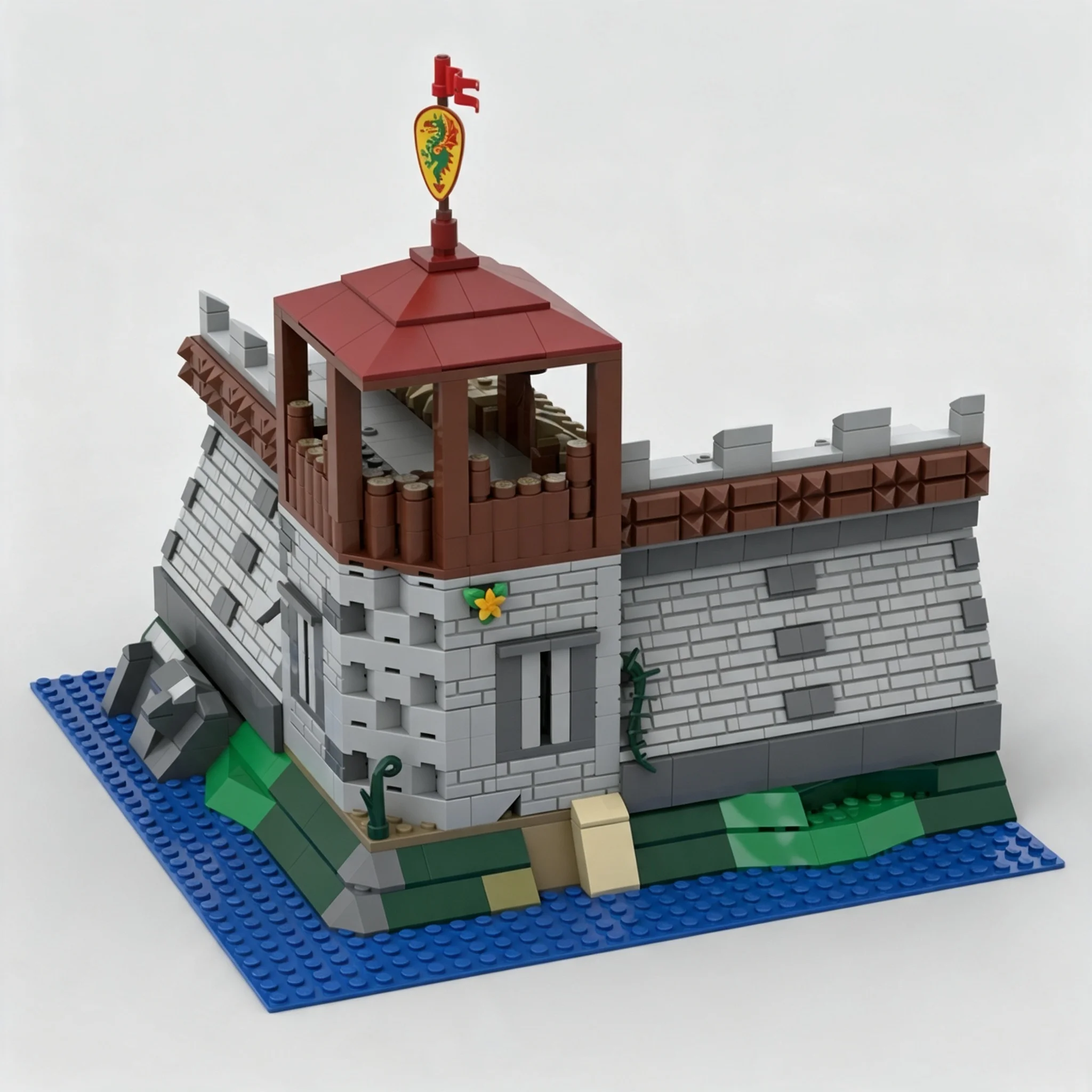 1051PCS MOC Medieval Modular Castle Corner Watchtower Stable Knight Fortress Model Custom Building Blocks DIY Creative Toy Gift
