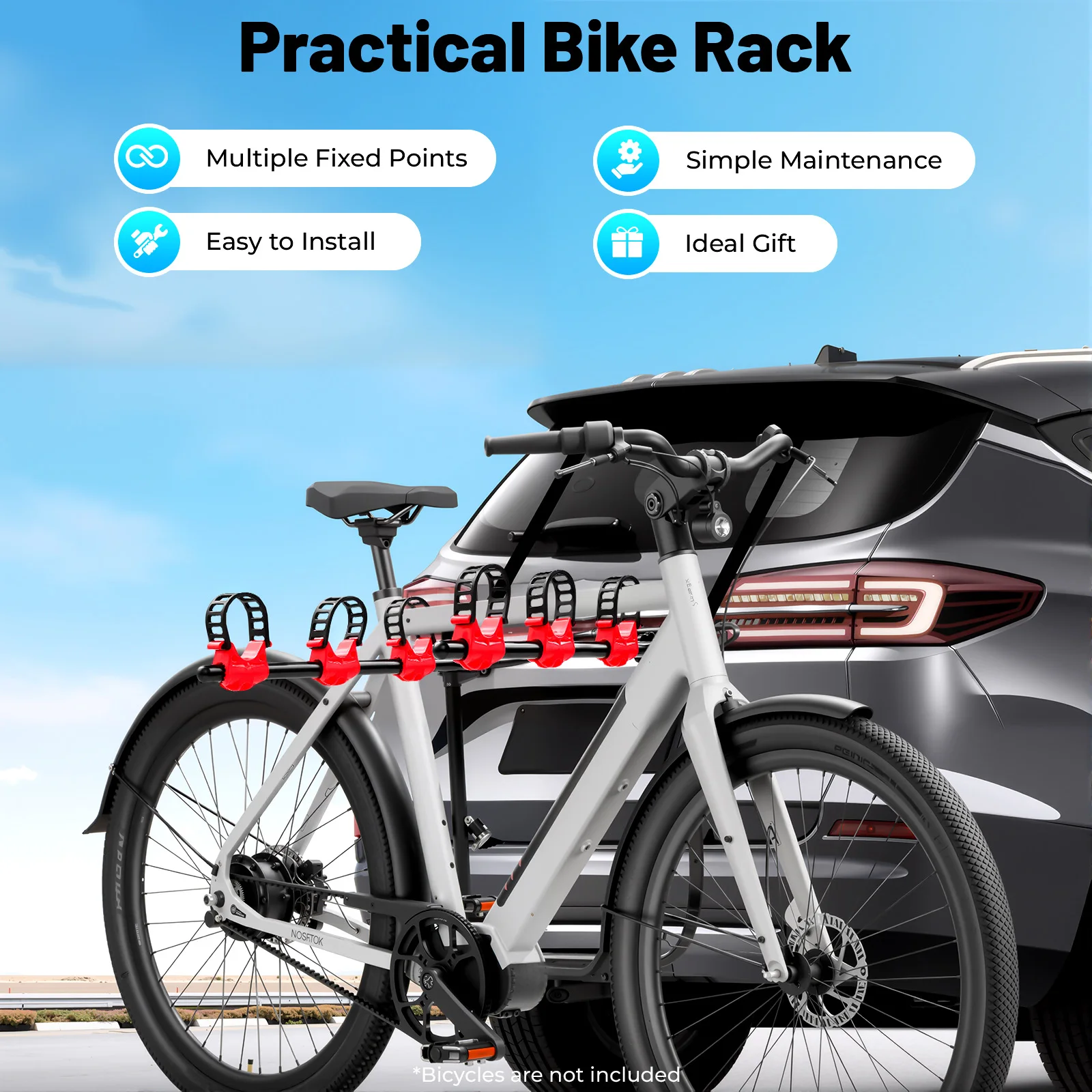 

Foldable 3 Bike Car Trunk Rack Carrier, Heavy Duty Carbon Steel Mount for SUV Sedan, Holds 44.1lbs for Outdoor Travel