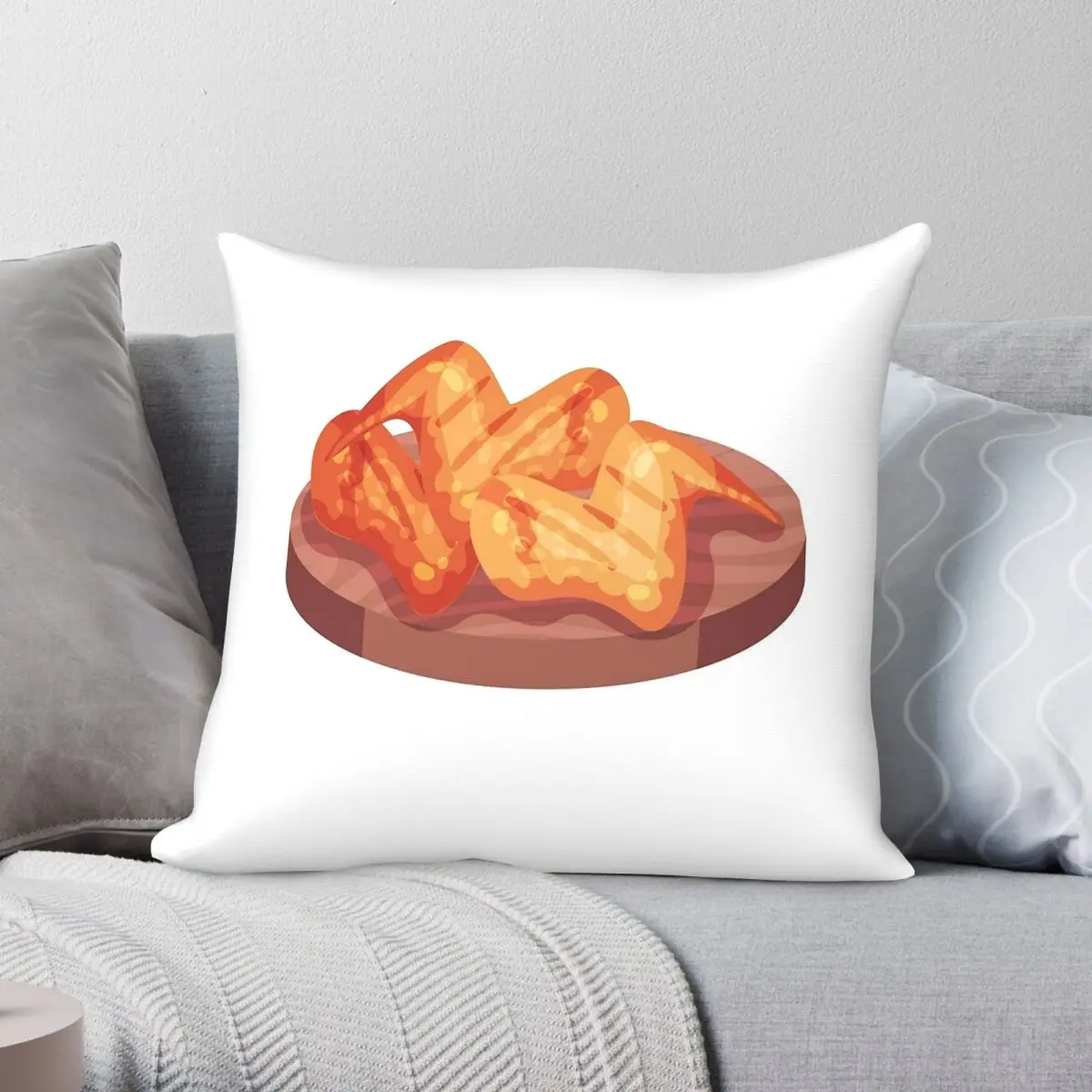 Plate Of Chicken Wings Pillowcase Polyester Linen Velvet Pattern Zip Decorative Throw Pillow Case Sofa Seater Cushion Case