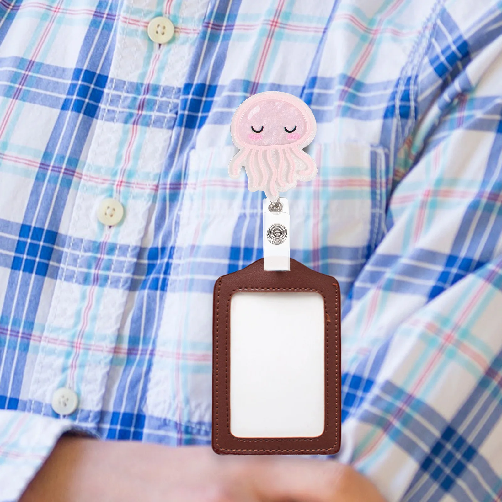 

Jellyfish Badge Reel Retractable Holder For Nurses Office Keychain Card Accessory Portable Lightweight Multi-Function Tool