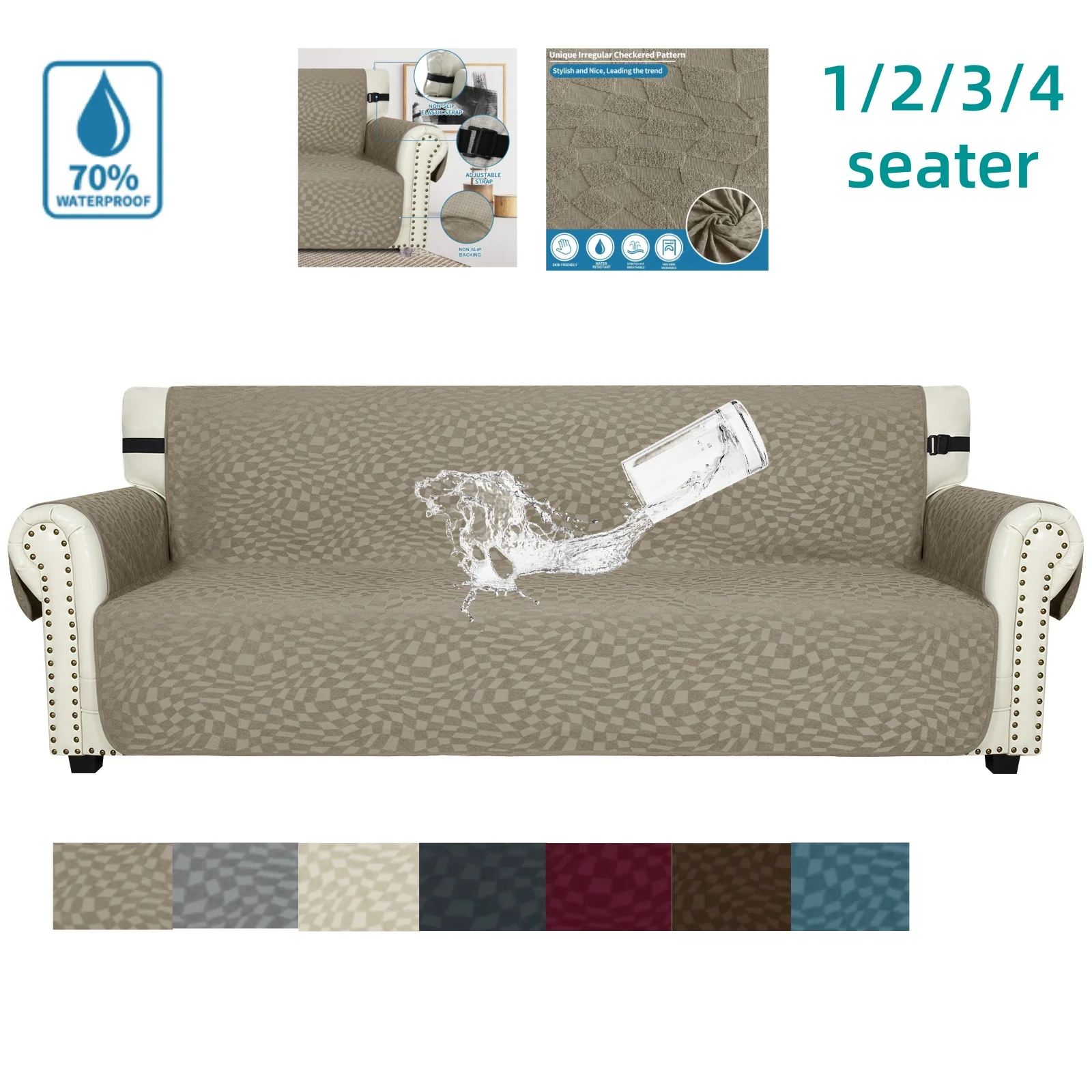 

1/2/3/4 Seater Anti-wear Sofa Covers Water Repellent Pet Dog Kid Sofa Seat Mat for Anti-Slip Recliner Armchair Slipcovers Home