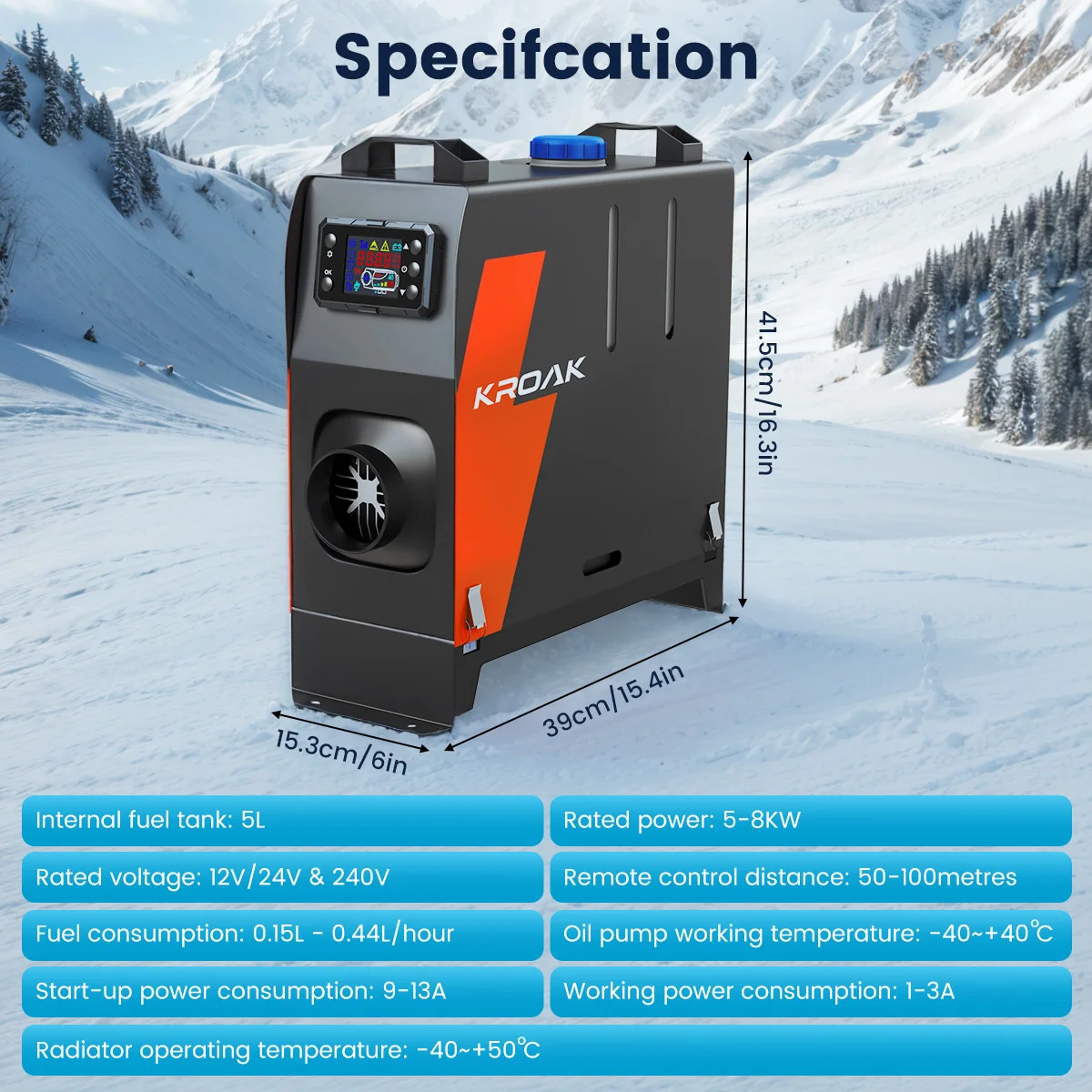 Hcalory Autoheizung, 12 V, All-in-One-Station, SE, Diesel-Standheizung, 5–8 kW, Bluetooth, intelligente APP-Steuerung + LCD-Panel und Fernbedienung