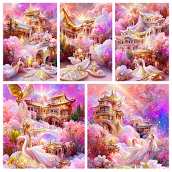 Diamond Painting Full Circle Square Diamond Dream Castle DIY Diamond Painting Handmade Cross Embroidery Decoration Art
