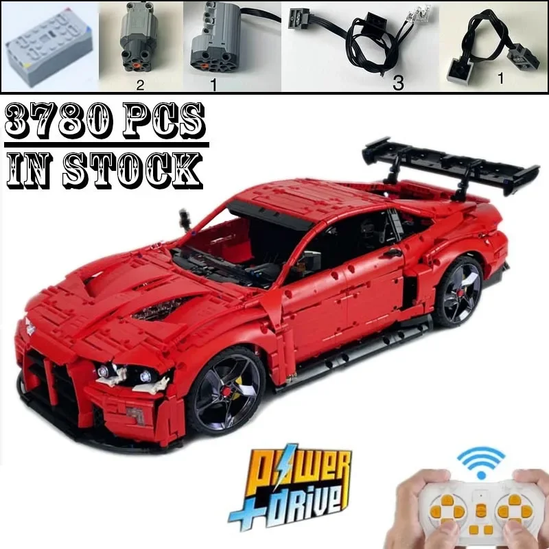 New Testarossa MOC-161785 M4 RC Working Supercar Racers Vehicles Livery Sticker Model Building Blocks Bricks Toys Birthday Gifts