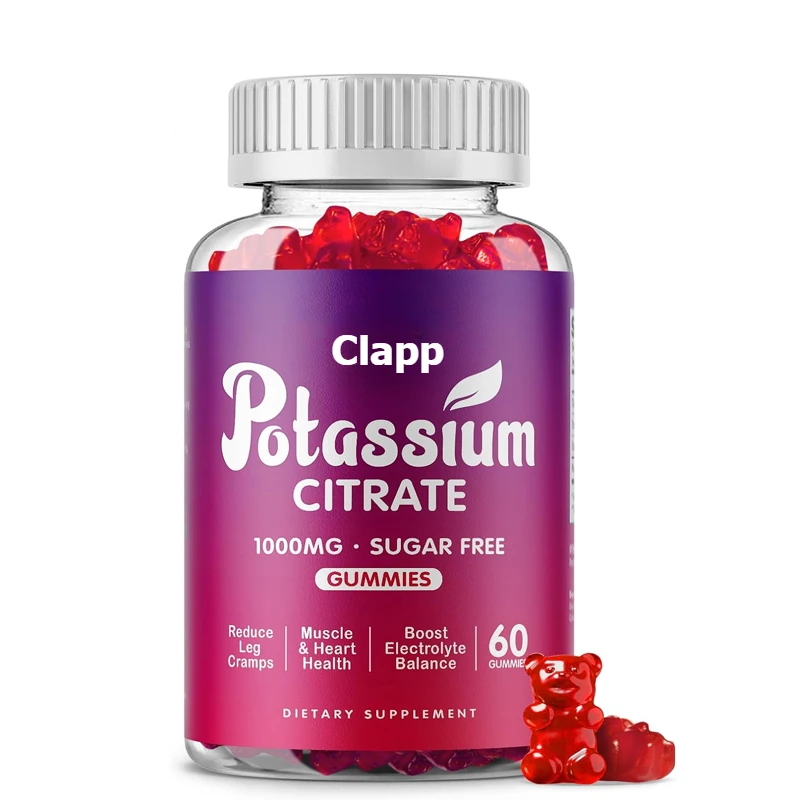 Potassium citrate 1000mg gummies, potassium supplement for adults and men, supporting leg spasms and muscle health, 60 pills