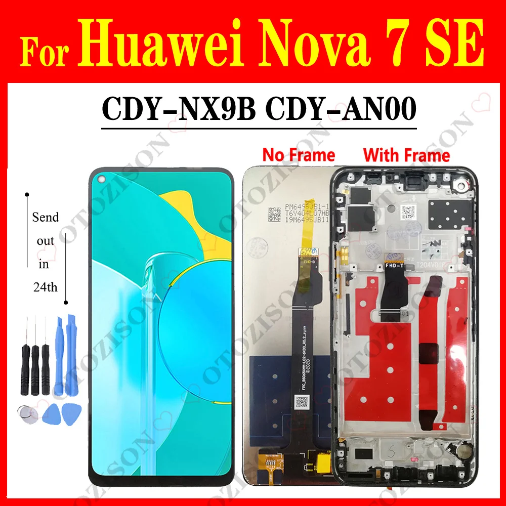 

6.5" LCD With Frame For Huawei Nova 7 SE LCD CDY-NX9B Display Screen Touch Digitizer Assembly Nova7SE CDY-AN00 LCD Replacement