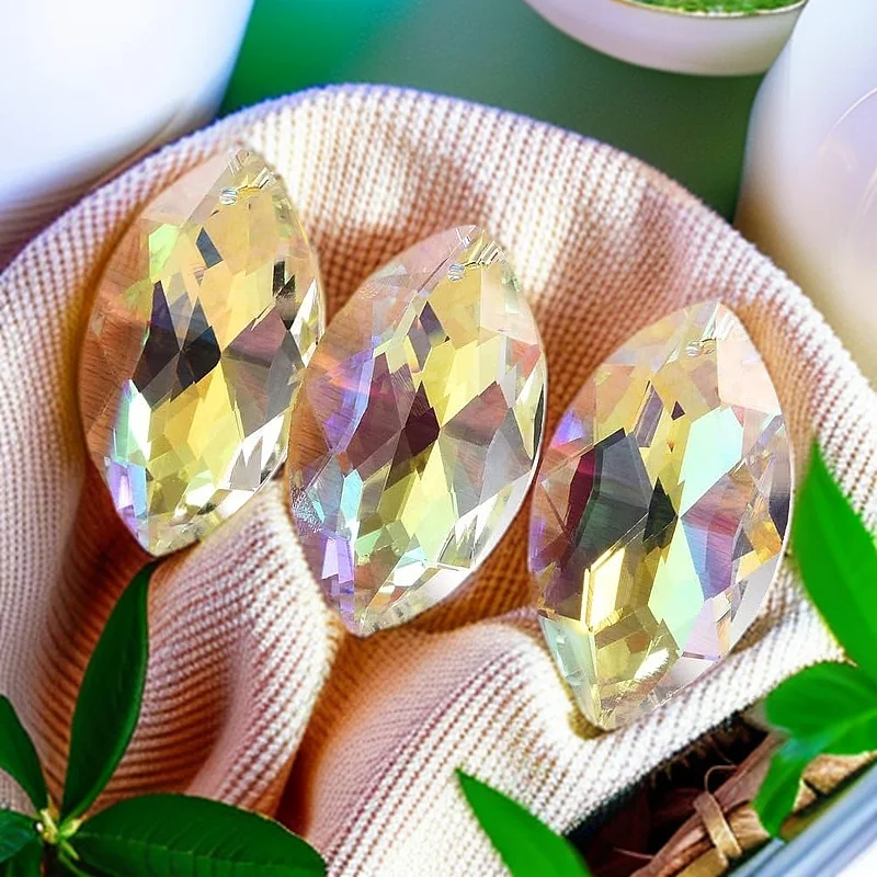 

10pc Crystal Pendants AB Oval Suncatcher Hanging Crystals Prisms for Windows FengShui Hanging Ornament Chandelier Decor