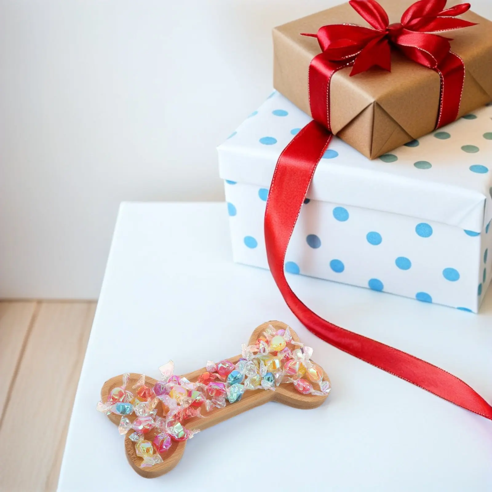 

Bone Shaped Wooden Snack Platter for Dogs Birthday Themed Charcuterie Board Cheese Dessert Serving Tray Cute Dog
