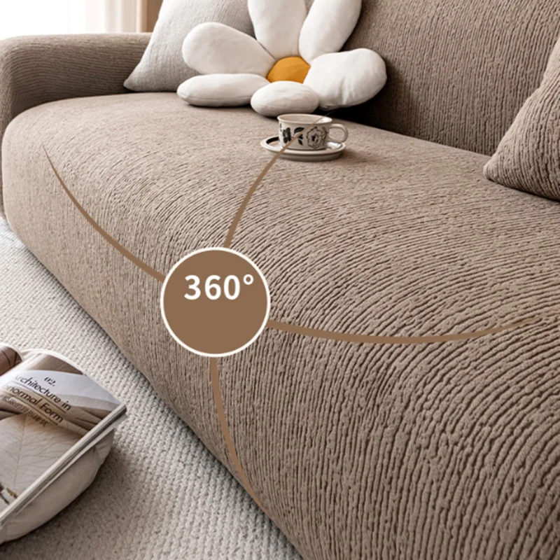 Polar Fleece Solid Stretch Sofa Cover All-Inclusive Universal Dustproof Couch Cover Skin-Friendly Furniture Protection Slipcover