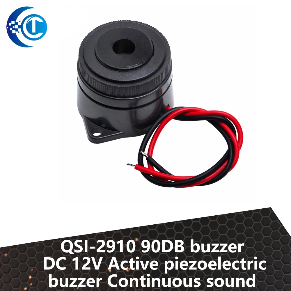 

High quality QSI-2910 90DB buzzer 29.5x24.5mm DC 12V Active piezoelectric buzzer Continuous sound for arduino