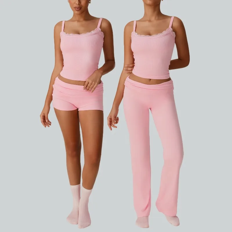 

Women's Yoga Set High Waist Ribbed Butt-Lifting Leggings & Sleeveless Tank Top for Running Fitness Gym Workout