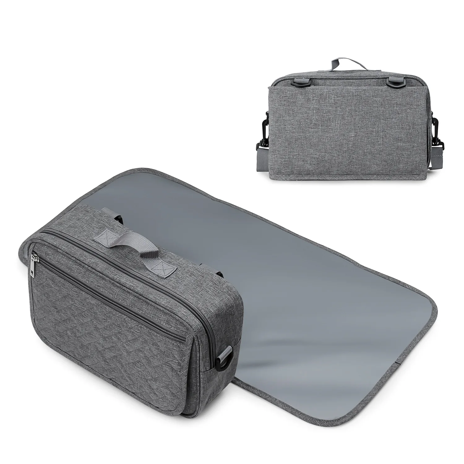 متعددة الوظائف 2 في 1 حقيبة حفاضات مع وسادة تغيير الحفاضات حقيبة كتف مقاومة للماء حقيبة يد محمولة في الهواء الطلق عربة حقيبة التخزين #2