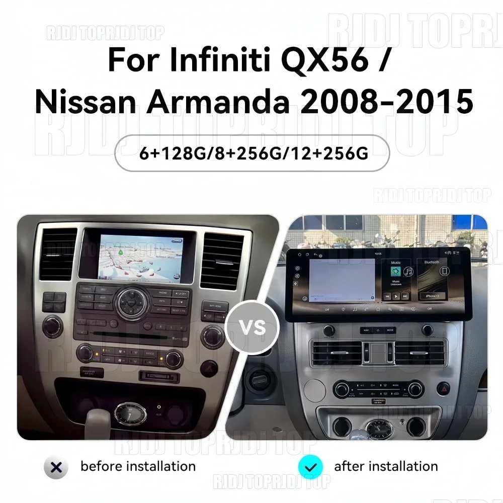 17inch Android 15 BT Car Radio Stereo HU For INFINITI QX56 Nissan Armada 2008-2015 Navi GPS Qled Screen Wireless Carplay 256GB