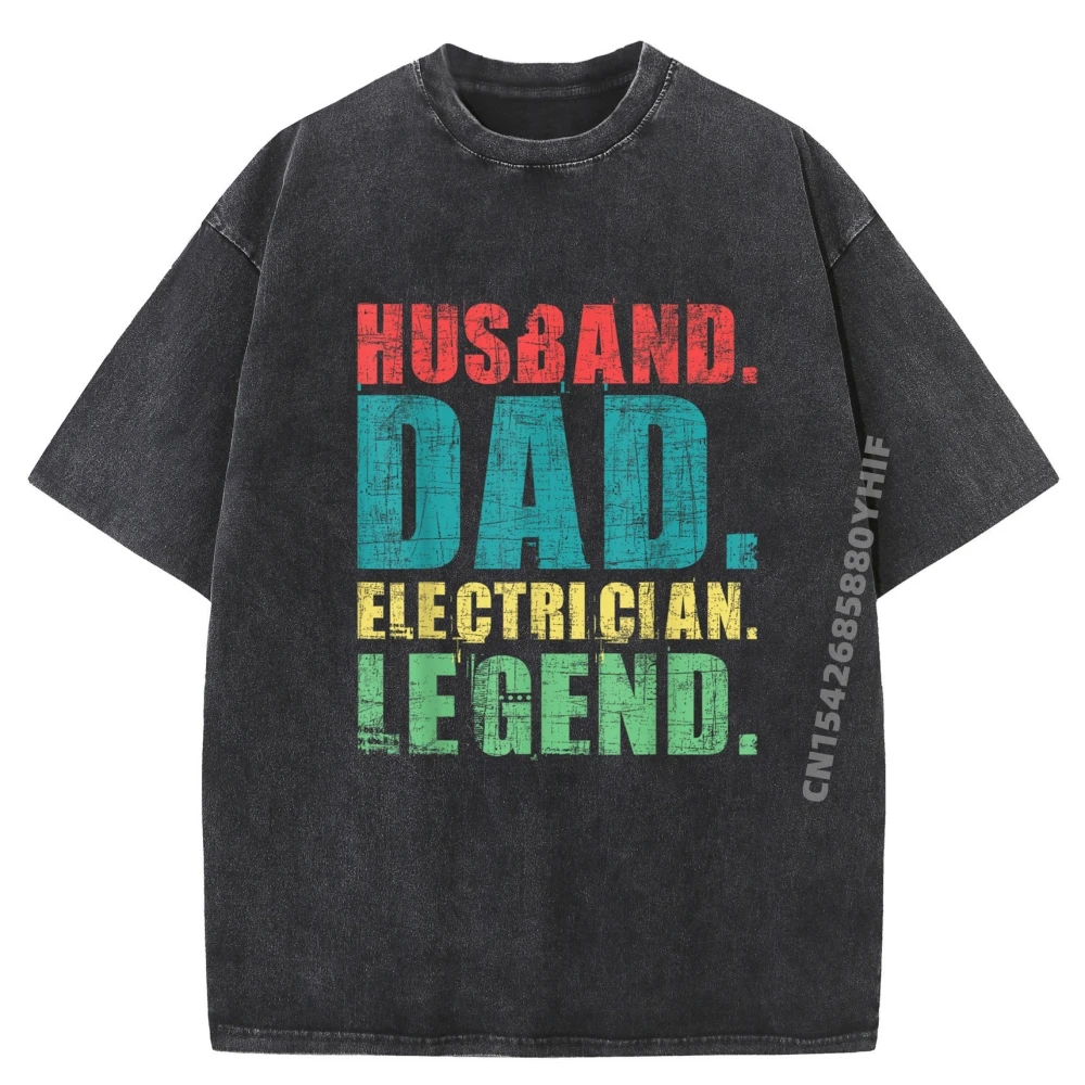 

Муж, папа, электрик, легенда, электрическая семейная футболка с надписью, женская футболка с рисунком, мужская повседневная стираная рубашка