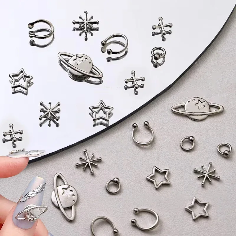 

Punk Planets Stars Cross Alloy Metal Hollow Nail Art Jewelry Decorations Supplies DIY Manicure Tool Makeup Accessories Wholesale