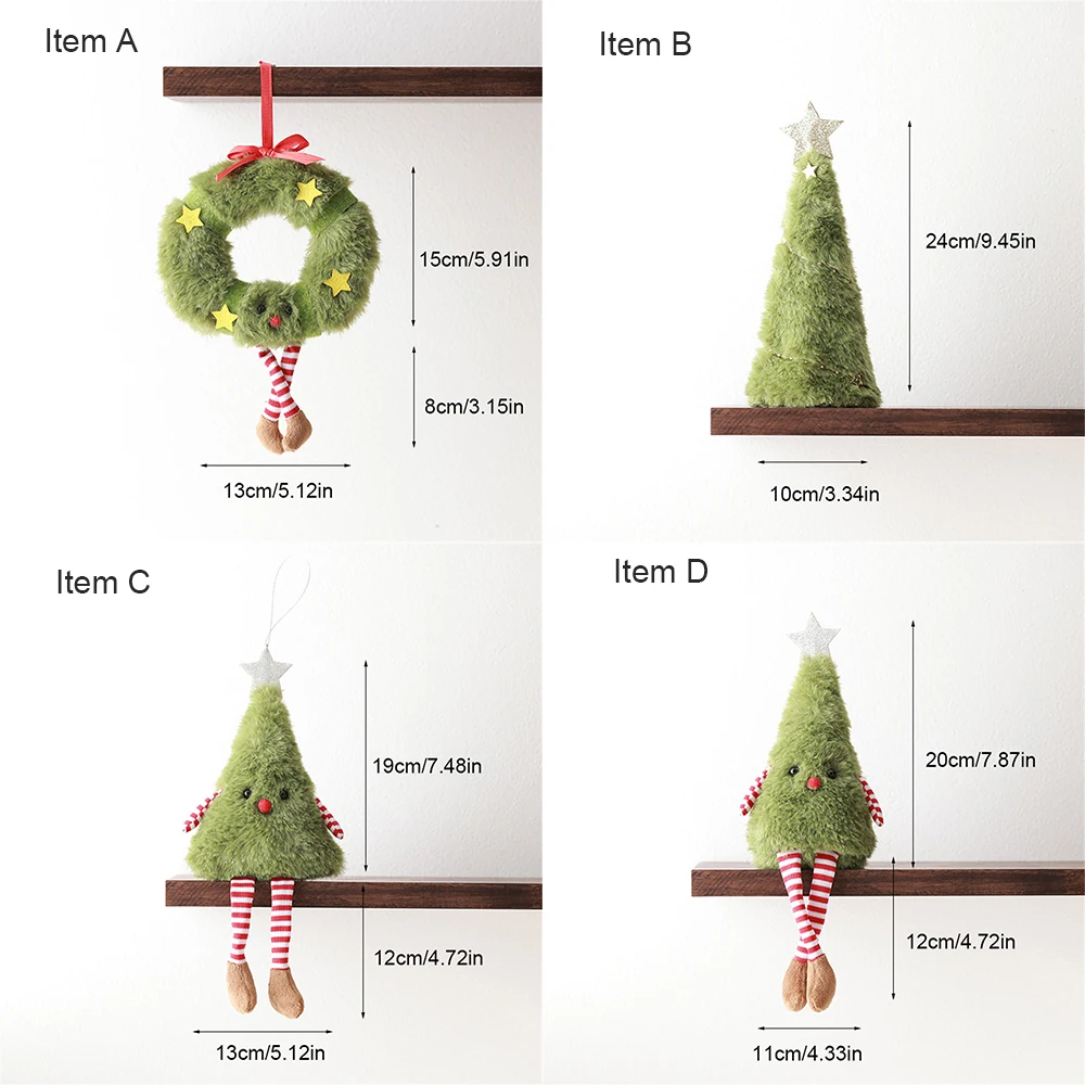 Novelty Christmas Plush Doll Christmas Tree Wreath Hanging Ornaments Christmas Eve Decoration Gifts Home Party Desk Decoration