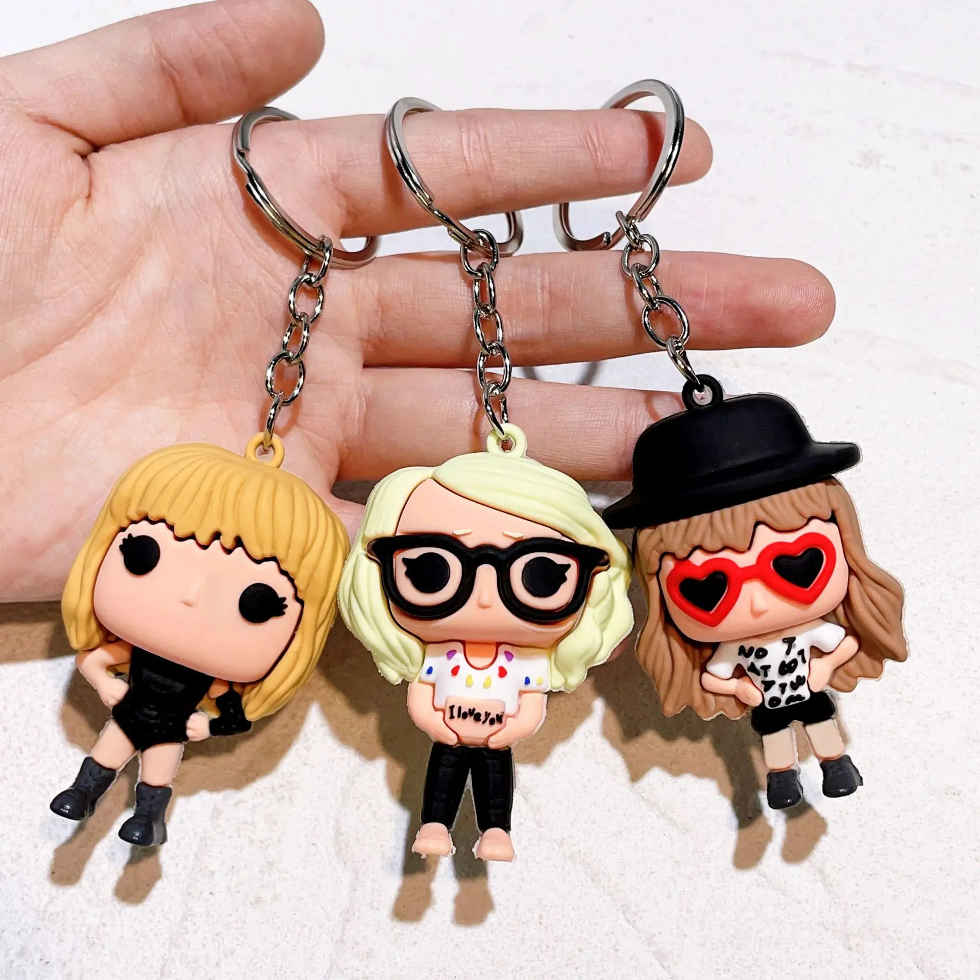 Singer Cortoon Keychains Silicone 3D Figure Keychain For Men Women Car Backpack Pendant Keychain Fans Gift Jewelry view 2