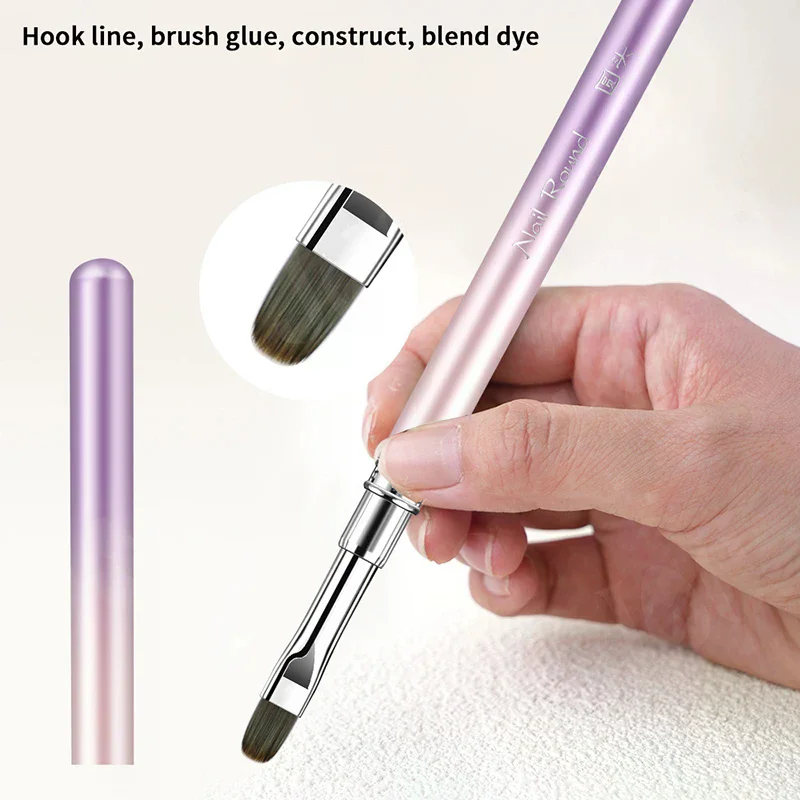 1 Pcs Gradient Metal Handle Nail Art Brush Triangular Drawing Painting Line Pen Liner French Manicure Tools