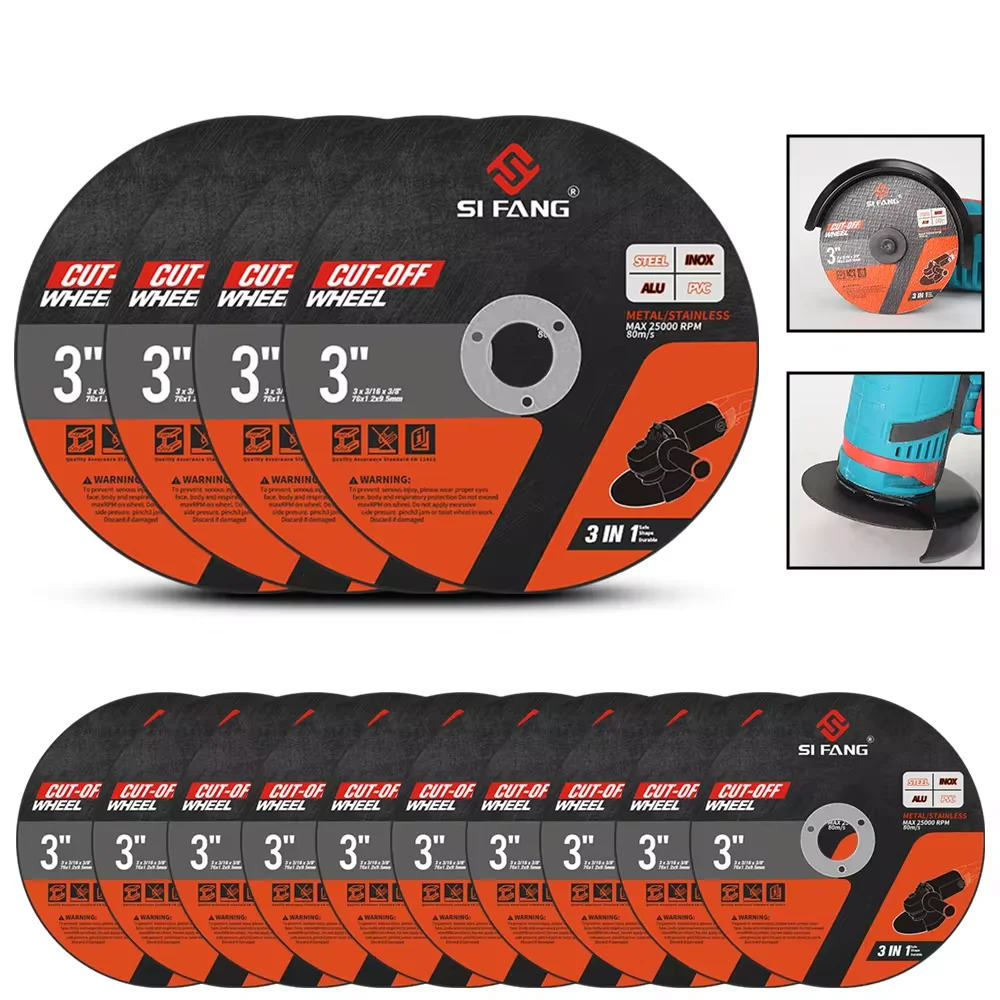 Disco de Corte de Resina Cortar Roda Ângulo Moedor Disco Fatia Fibra Reforçada para Metal Aço Inoxidável 550 Peças 75 mm