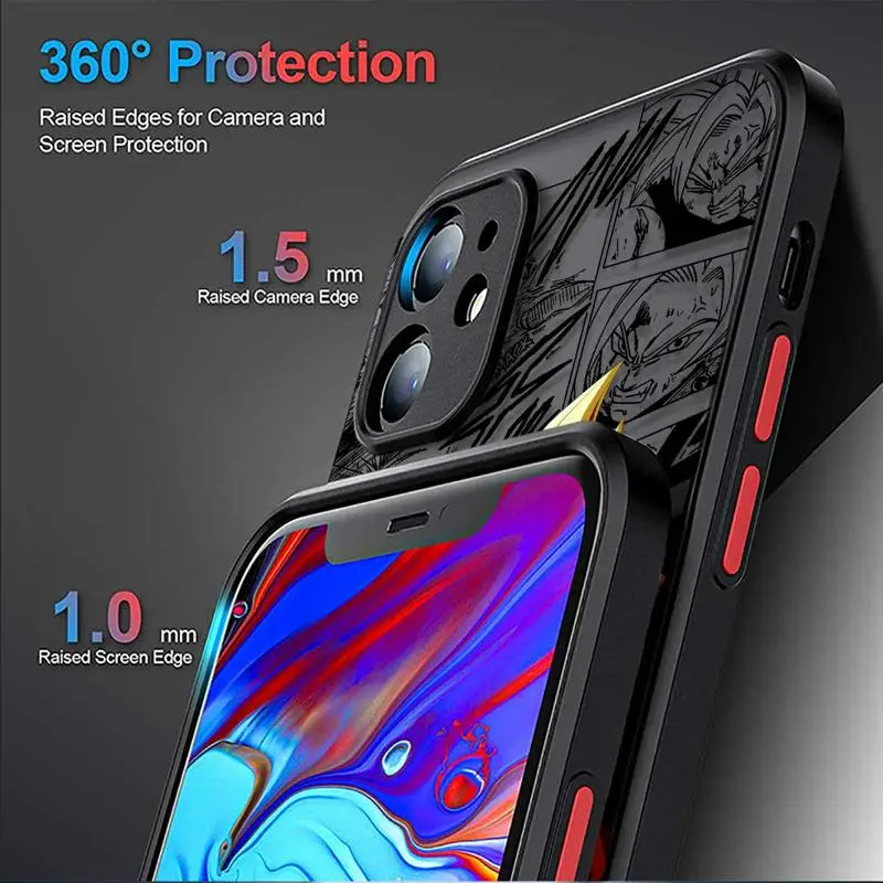 Anime D-Dragons Balls For iPhone 16 15 14 13 12 11 Pro Max XS Max 7 8 Plus Phone Case Shockproof Transparent Black Matte Cover