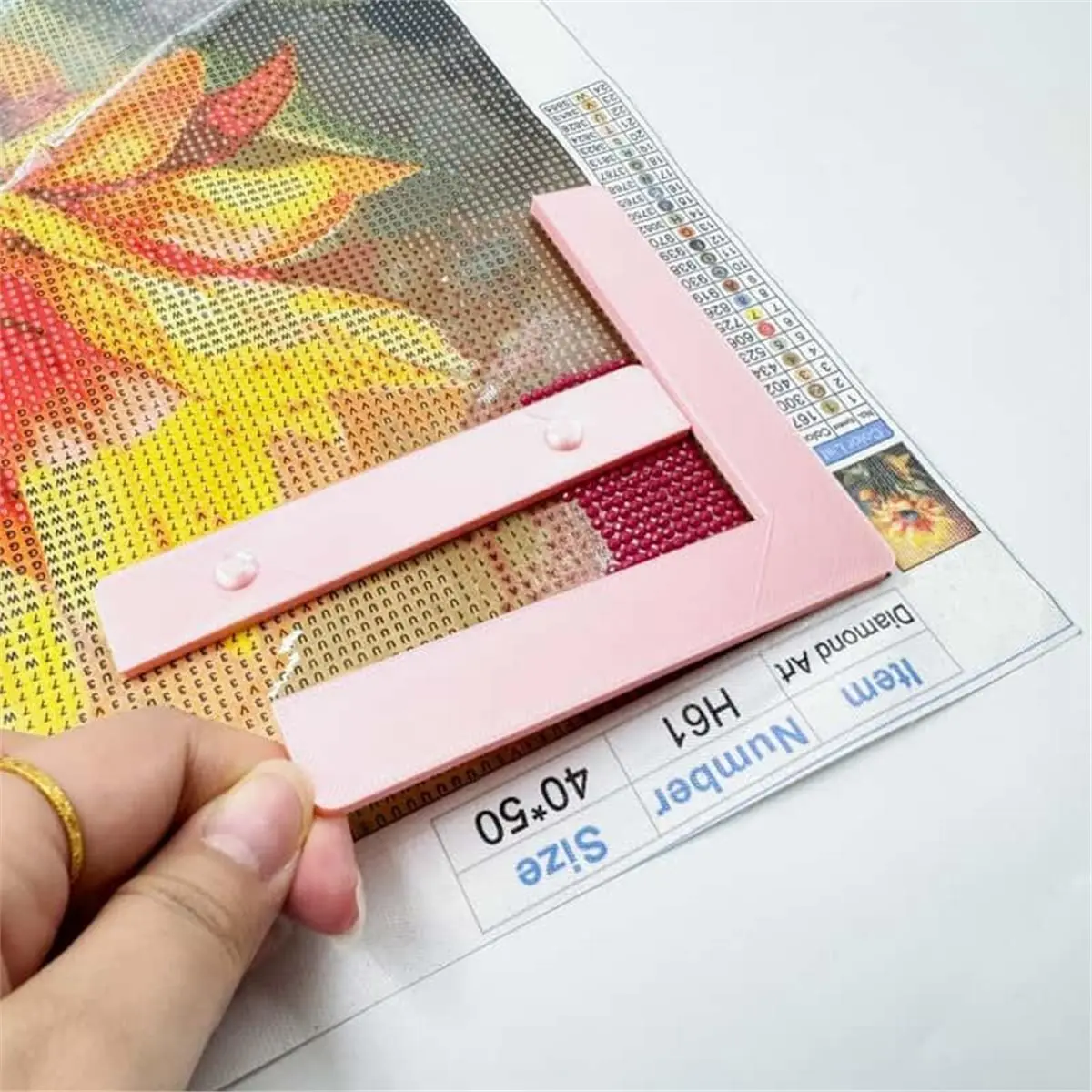 Alignment Ruler, 3-Piece Set Accessories for Round and Square Diamonds, Canvas Alignment Tool (Pink)