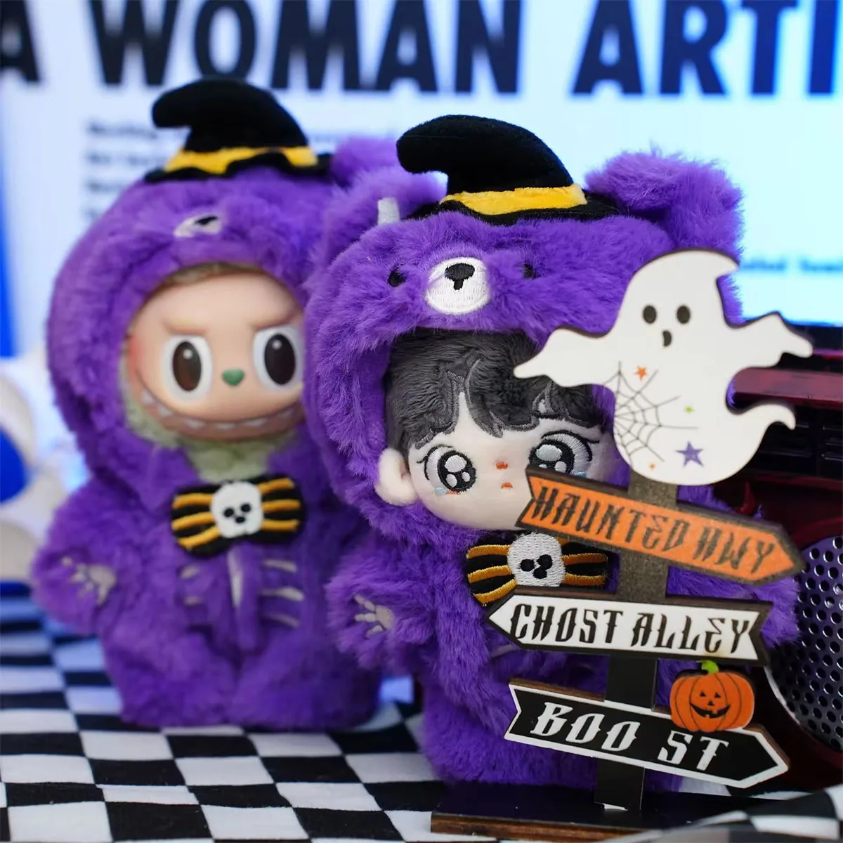 Cute Doll Plush Set for Labubu Doll Clothes Halloween Pumpkin Devil Bear Doll Costume Trendy Accessories Fashion Style