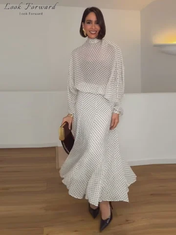 Комплект hfwomenfz с юбкой и топом в горошек для женщин