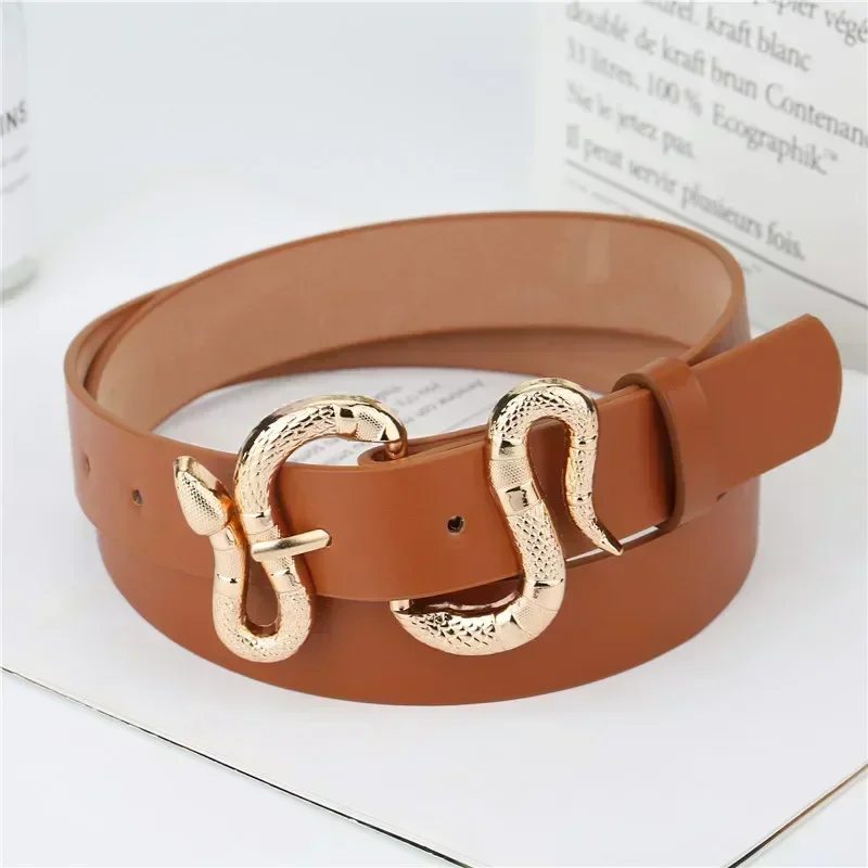 Snake Belt Buckle with PU Leather Belt for Women Dress  display picture 3