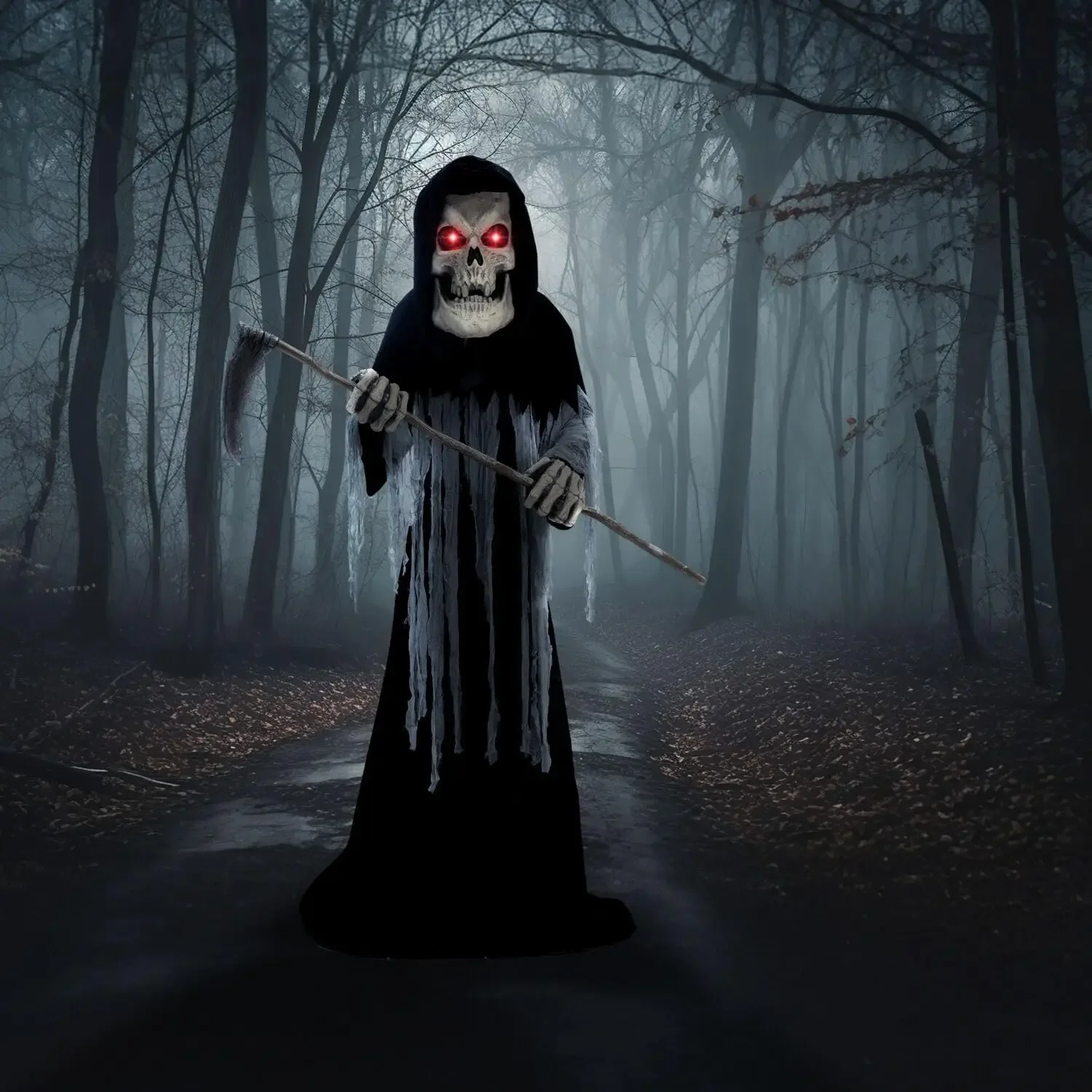 

Motion-Activated 8.5-Ft. Tall Ginormous Reaper, Plug-in Talking Scare Prop Animatronic with Spooky Sound Effects and Lights