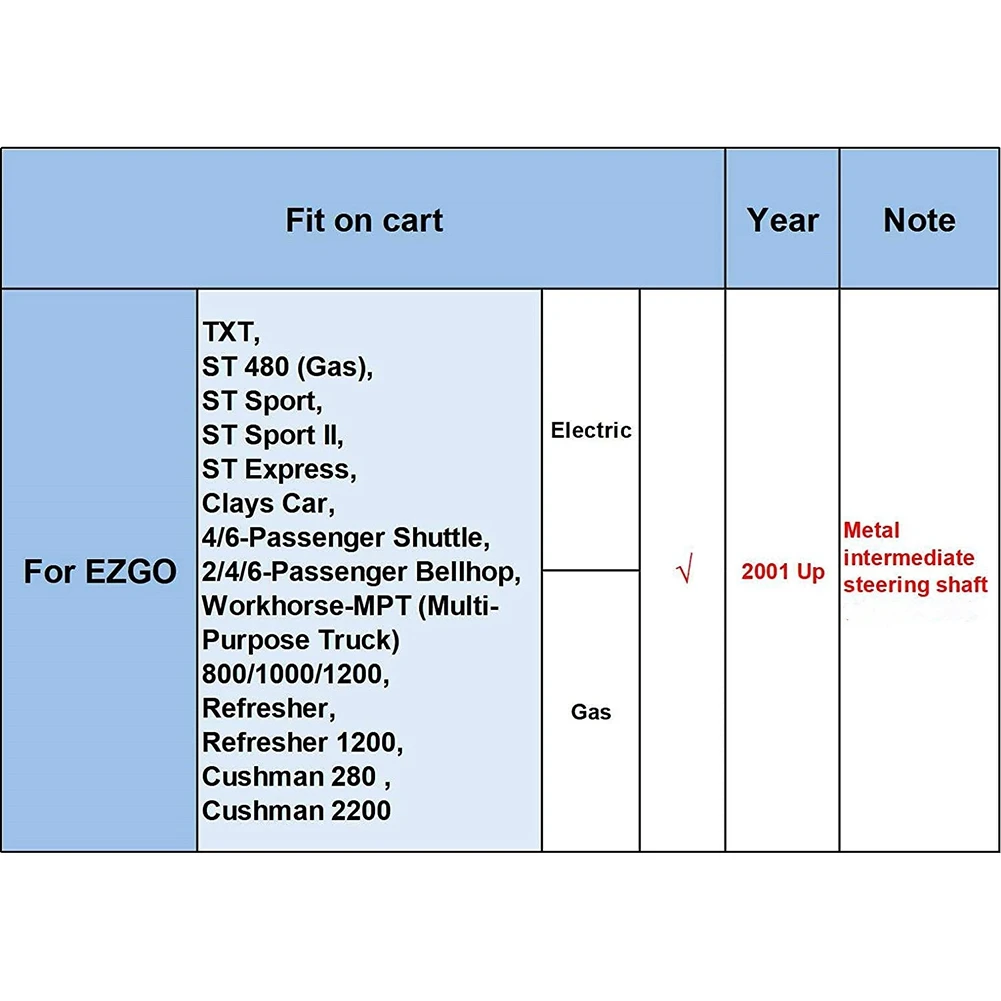 A89E-For EZGO TXT وصلة تجميع عمود التوجيه المتوسطة لعربات الجولف 2001-Up، 70580-G01