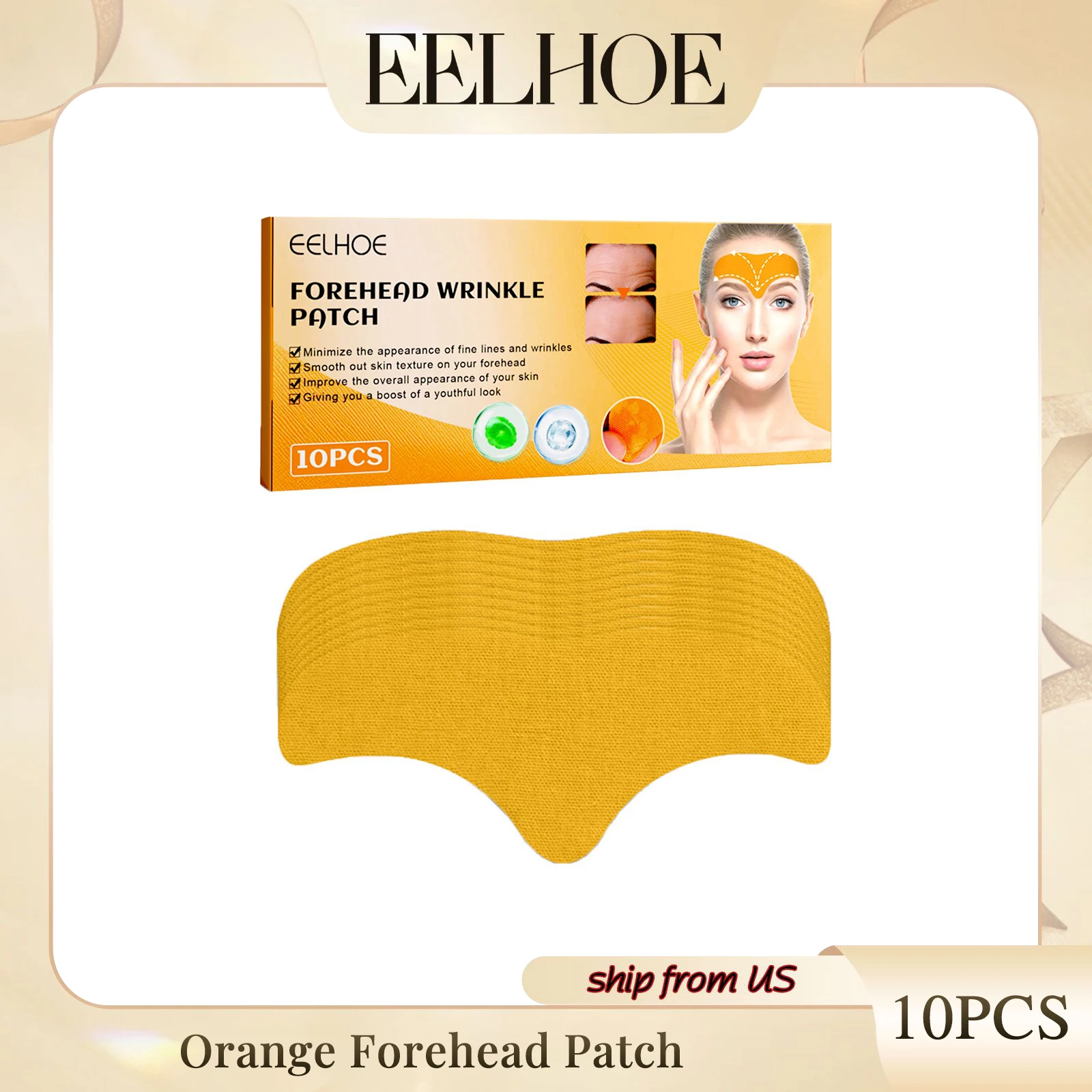 Eelhoe Orange Forehead Patch Face Firming Forehead Patch Smooths Fine Lines Wrinkles Head Lines Moisturizing  Care Patch