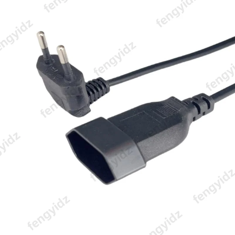 Europea 90 Degree Male Plug To Female Socket Power Extension Cable For PC Computer PDU 0.3m/0.6m EU 2Prong Bend Angled Cord