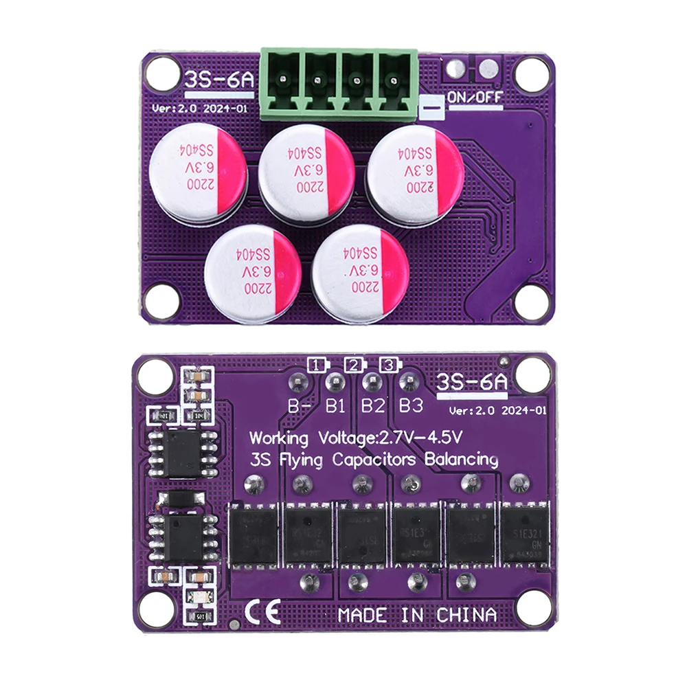 6A High-Current Lithium Battery Active Balancing Board 3S, 4S, 6S, 8S, 17S Active Balancing Energy Transfer Module