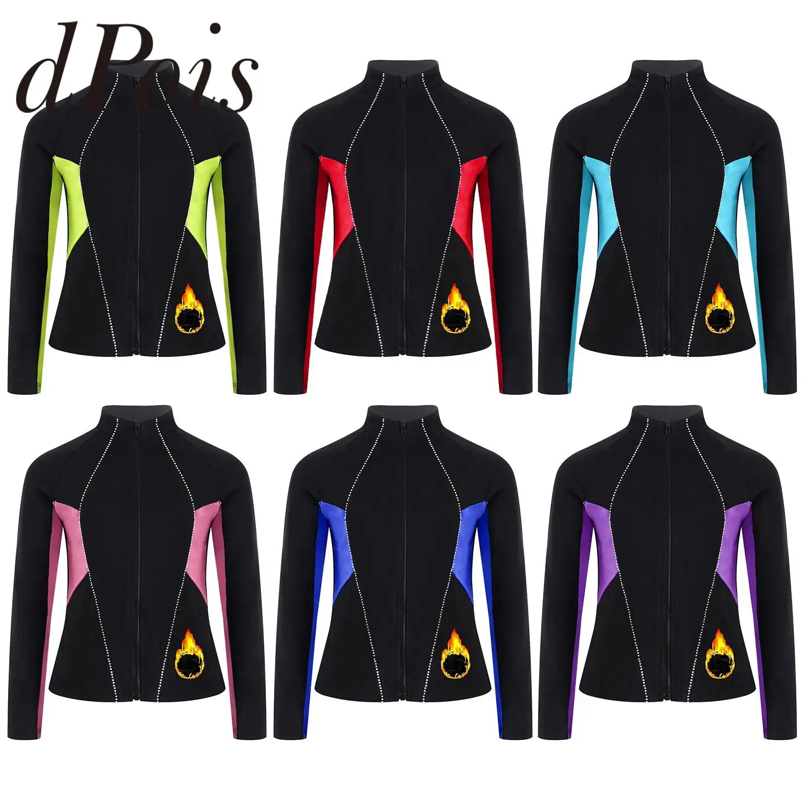 

Girls Fleece-Lined Jackets Figure Skating Gymnastics Jacket Ballet Leotards Sweatshirt Children Outerwear Sports Workout Coat