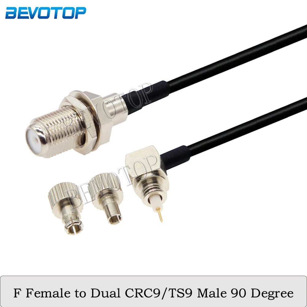 

2Pcs/Lot F Female to Dual CRC9/TS9 Male 90 Degree Connector 50 Ohm RG174 Pigtail 3G Modem Extension Cable RF Coaxial Jumper Cord