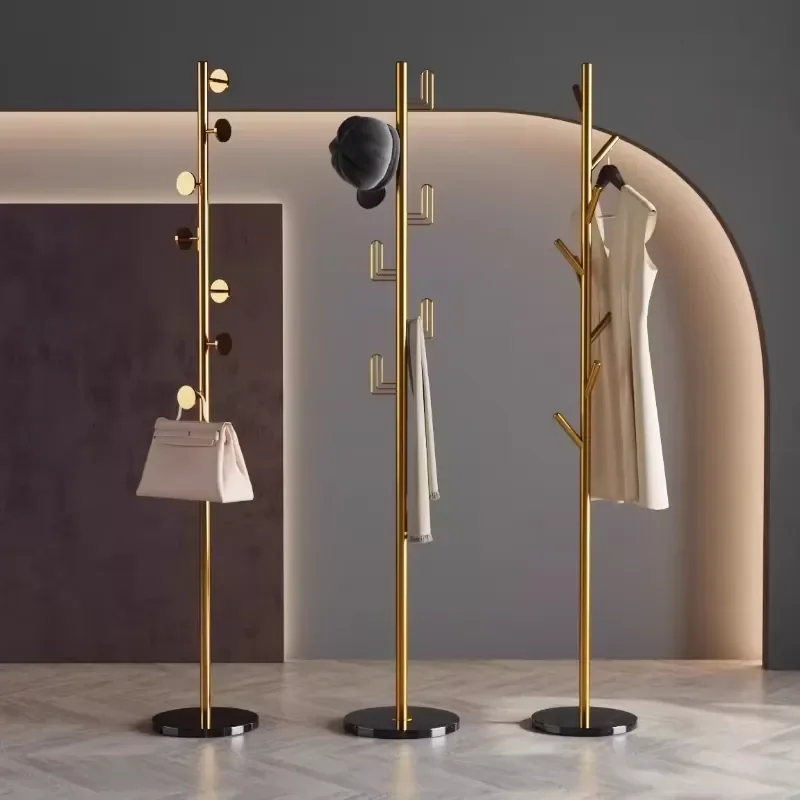 for Light Luxury Metal Coat Rack Floor Hanger Living Room Bedroom Bedside Storage Vertical Racks Shelf Dress Clothes Rack