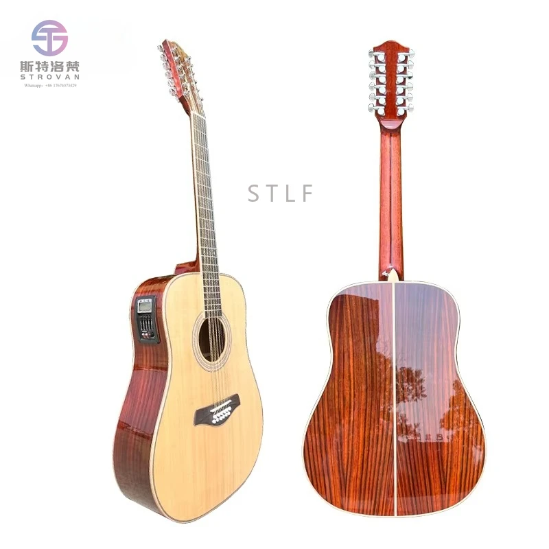 Venta al por mayor personalizada, guitarra acústica eléctrica recortada de 41 pulgadas, 12 cuerdas en forma de D, marca Aiersi, precio barato, instrumento Musical de cuerda
