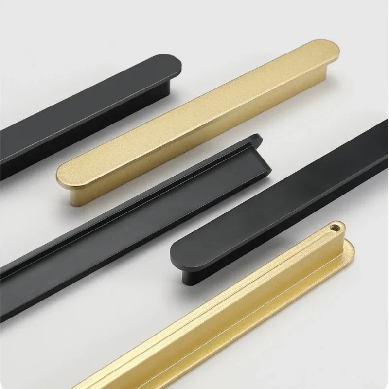 European Wardrobe Door Aluminum Alloy Handle Gold/Black Solid Simple Cabinet Door Handle American Furniture Hardcase Handle