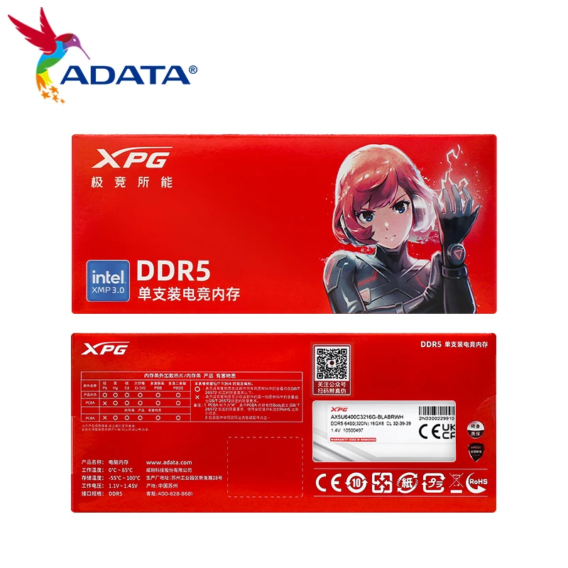 ADATA DDR5 RAM with RGB Desktop Memory 6000MHz 6400MHz 16GB 24GB 32GB XPG DDR5 D300G Memory Module with Heatsink