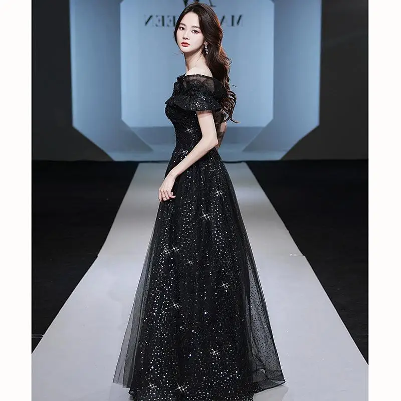 

Bla Host 2025 New Ele Роскошное маленькое вечернее платье на одно плечо Художественная экзаменационная юбка с высокой талией из полиэфирного волокна