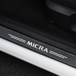 For Nissan Micra Car Styling 4PCS Carbon Fiber Door Sills Scuff Plate Guard Stickers Door Threshold Protector Auto Accessories