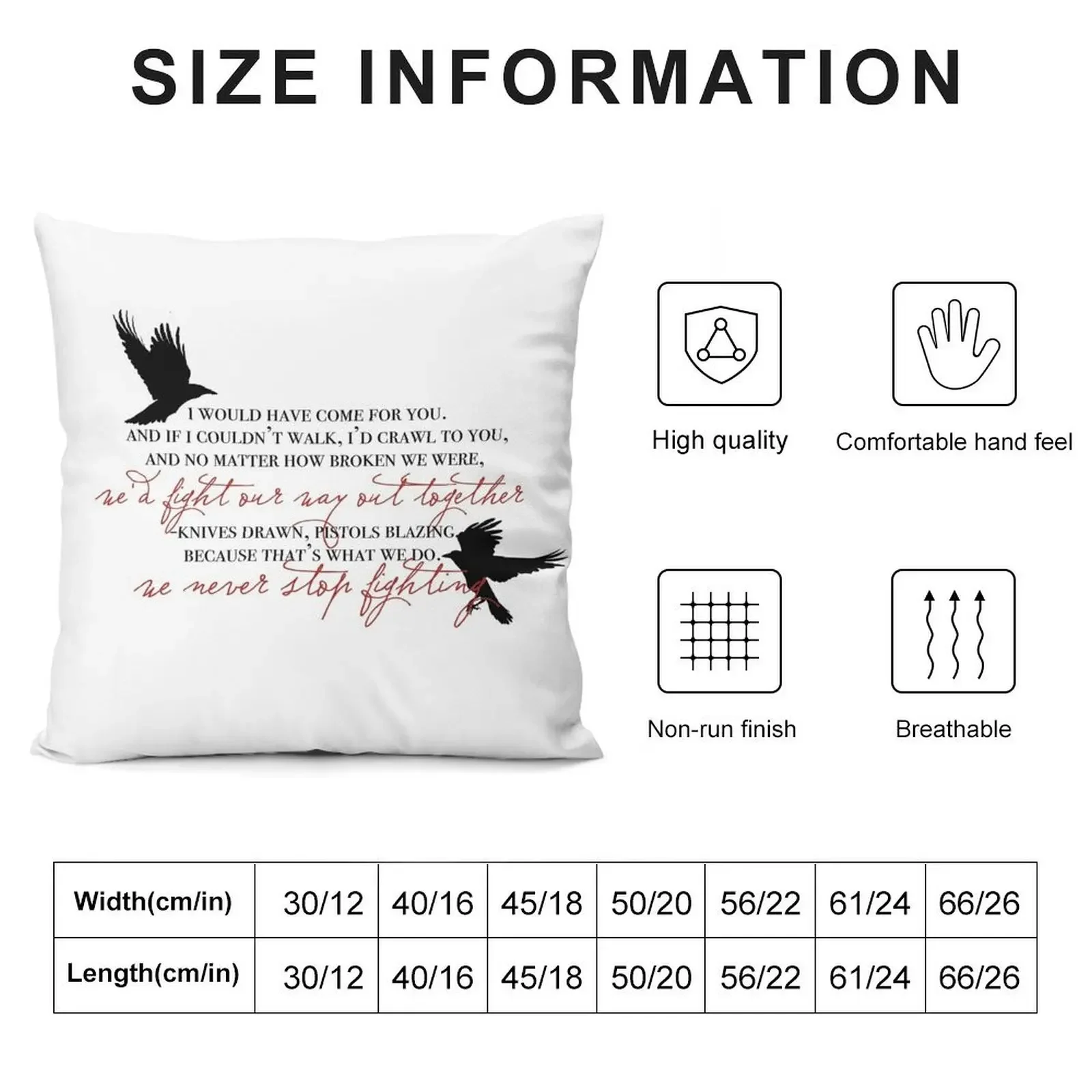 i would have come for you crows Throw Pillow Custom Cushion Sofa Cushion Cover pillow