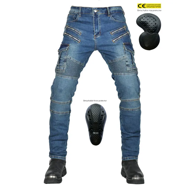 VOLERO JES-24 Motorcycle Jeans Men's Spring and Summer Race Car Retro Casual Adjustable Knee Pads Anti-drop Locomotive Pants