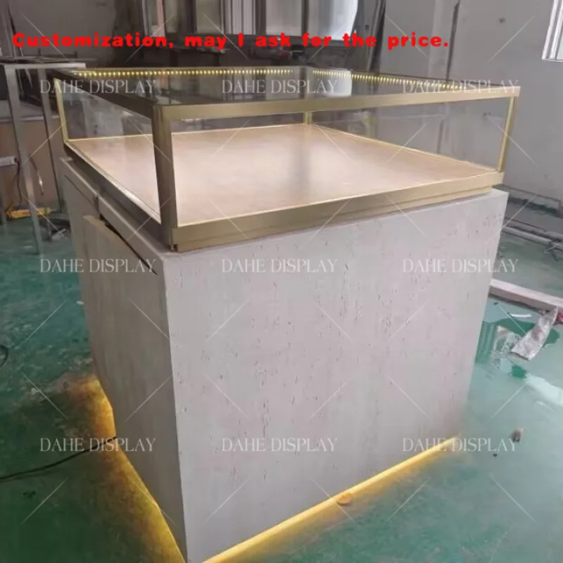 

На заказ.Квадратная витрина для ювелирных изделий. Роскошный дисплей. Шкаф для хранения из нержавеющей стали с доской.