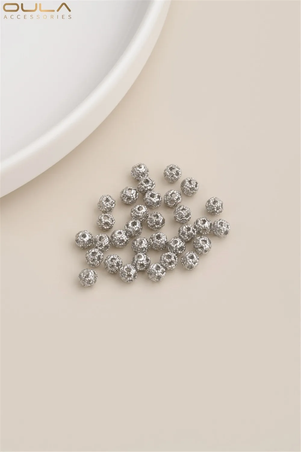 

14k Gold-plated Beads Hollowed-out Round Beads Flower Balls Loose Beads Diy Handcrafted Jewelry Spacer Bead Accessories Material