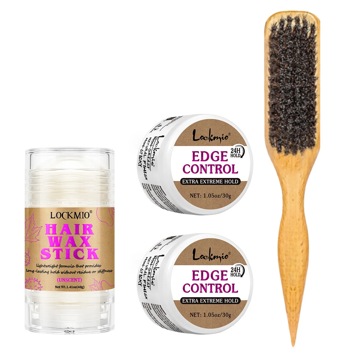 

Hair Wax Sticks and Edge Control Gel Kit Long-Lasting Hold Solid Wax Anti-frizz Pomade Cream Hairline Styling Products 4pcs/Set
