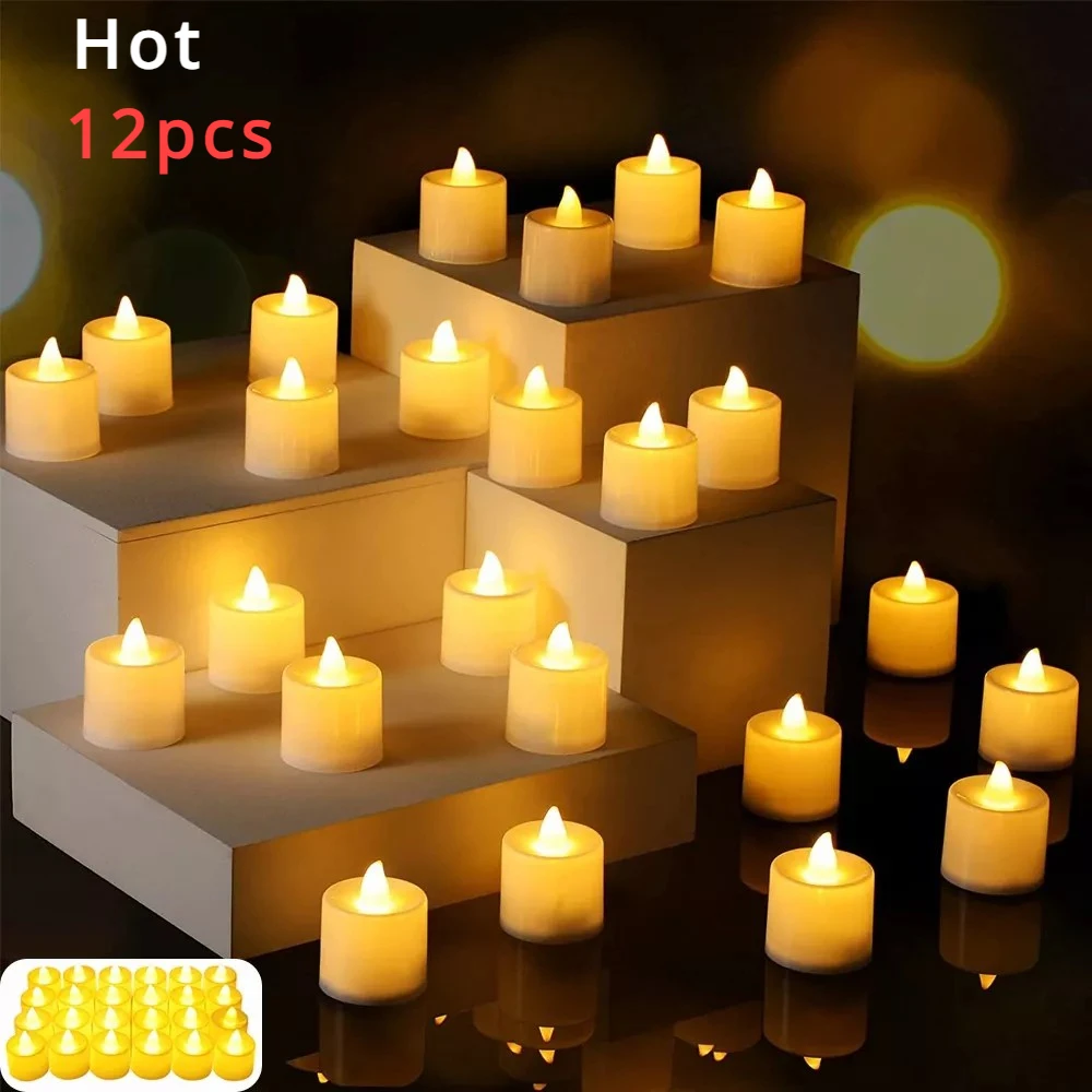 

Battery Powered LED Flameless Candle Lamp, Tea Candles for Wedding Birthday Party Home Decor, Realistic Fake Electronic Candles